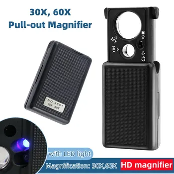 Lupe 30x 60x mini led lupe werkzeug handlupe lupe währung uv detektor