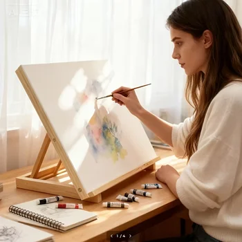 Tragbarer, verstellbarer Holz-Tischstaffelei-Ständer für Aquarell-, Ölmalerei- und Skizzierarbeiten