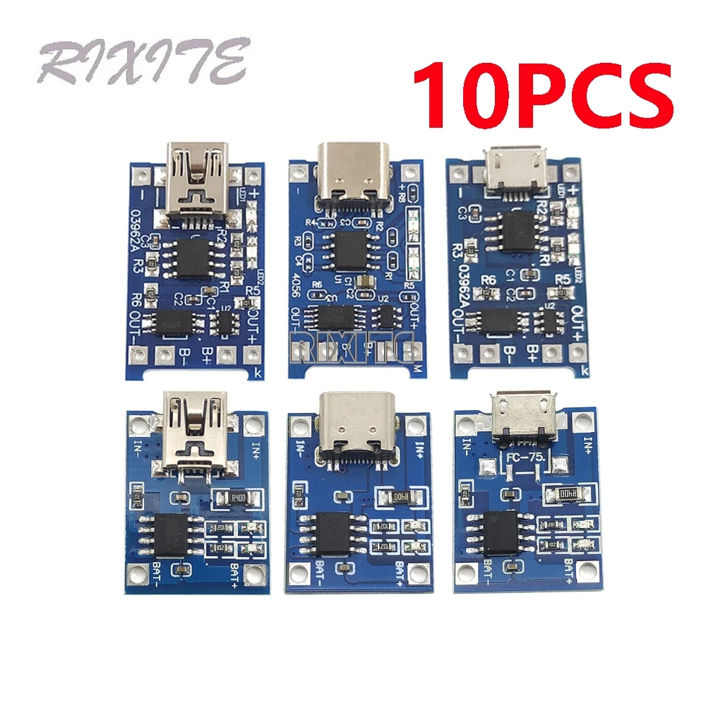 10PCS Typ-c Micro USB 5V 1A 18650 TP4056 Lithium-Batterie