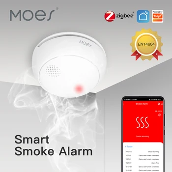 MOES ZigBee Smart Wireless Rauchmelder Feuer 85dB Ton Alarm Sirene Sensor Smart Sicherheit Schutz Home Küche