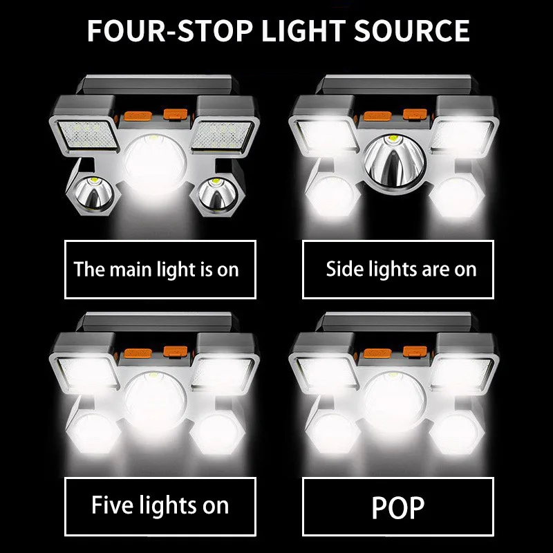 USB Aufladbare Scheinwerfer Tragbare 5LED Scheinwerfer Gebaut – Bild 2