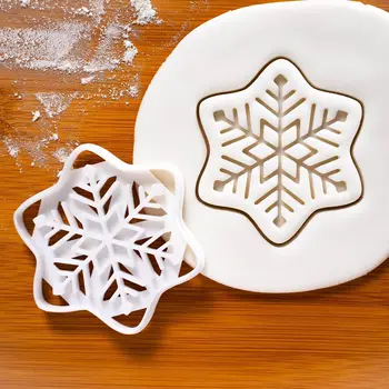 Weihnachten Lebkuchen Ausstechformen DIY Schneeflocke Santa 3D Kunststoff Keksform Stempel Fondant Gebäck