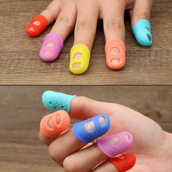 Multifunktionale Silikon Fingerhüte Ausgehöhlt Atmungsaktive Schutz Finger Hülse DIY Handwerk Nähen (5 Stück)