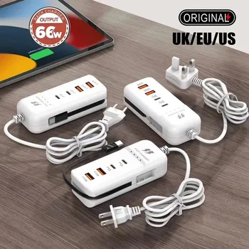 USB-C PD Schnellladegerät mit mehreren Anschlüssen, EU/US-Stecker