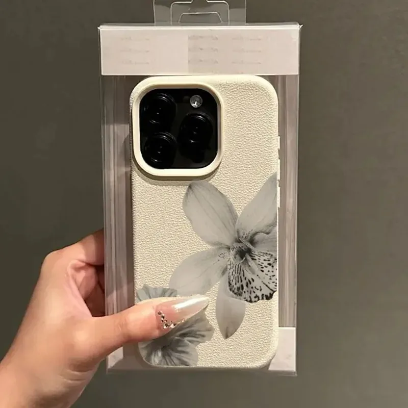 Schwarz-Weiß Blumenmuster Handyhülle für iPhone 16 17 15 14 – Bild 4