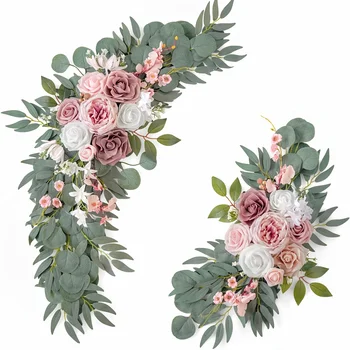 Hochzeitsdekorationsblumen, künstliche Rosenkränze, geeignet für die Außendekoration (2 Stück)