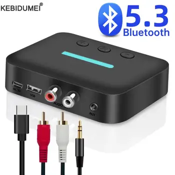 USB Bluetooth 5,3 Audio Receiver Adapter Wireless Stereo Musik 3,5mm AUX R/L RCA Unterstützung U-Disk