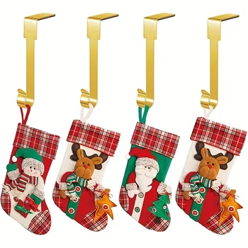Weihnachtsstrumpfhalter, Haken zum Aufhängen von Urlaubssocken, festlicher dekorativer (4 Stück)