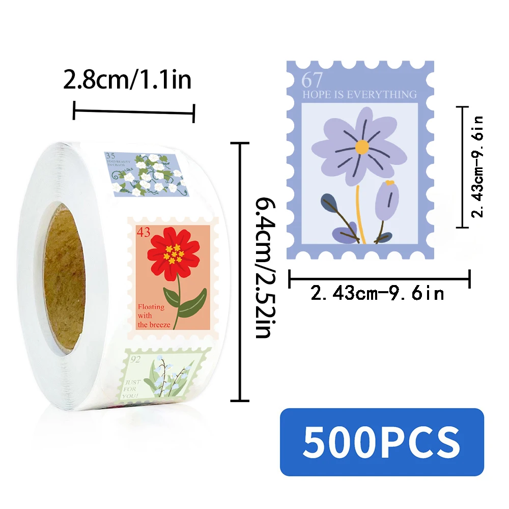 500PCS Blume Briefmarken Rolle Aufkleber Harajuku Cartoon Y2k – Bild 2