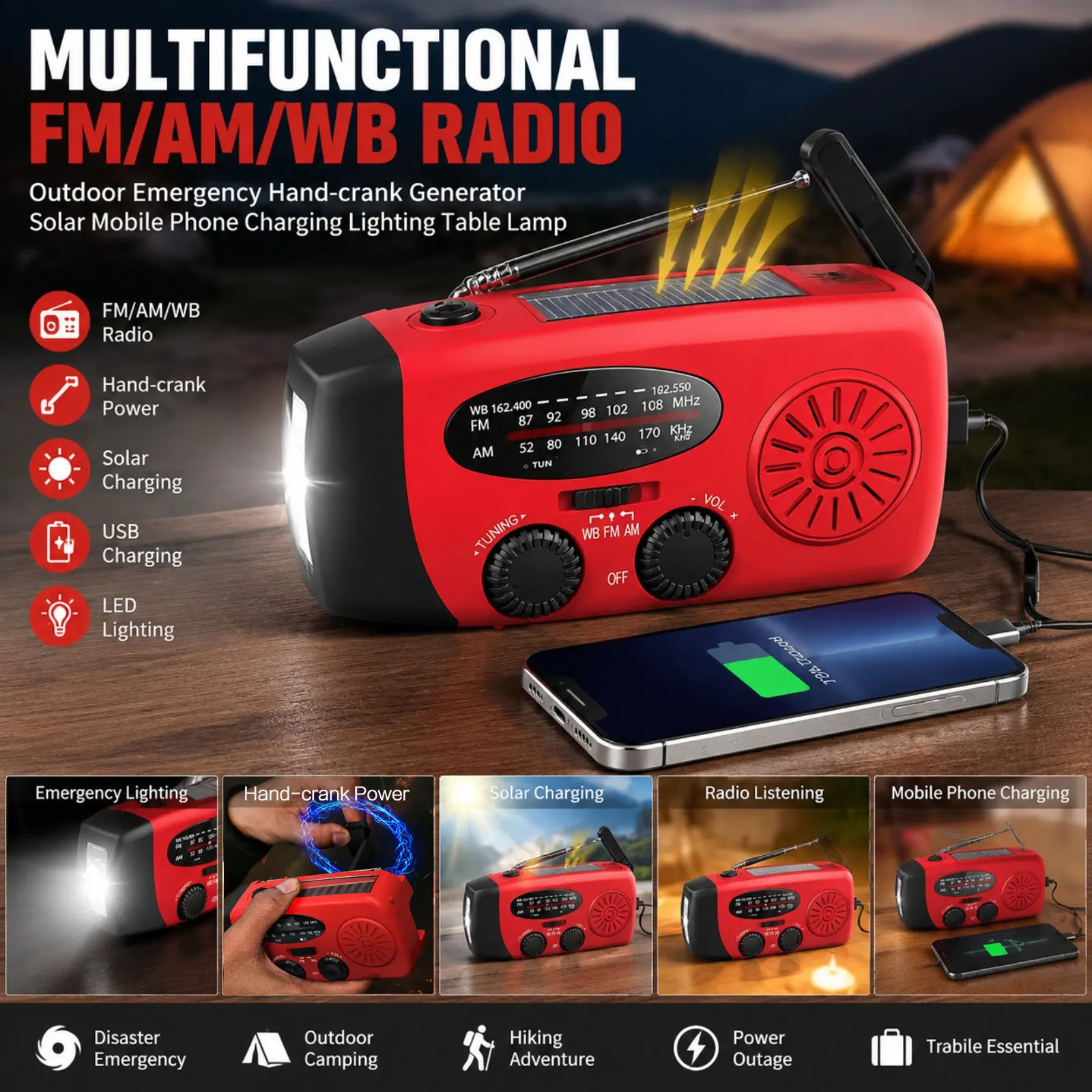 STONEGO Multifunktionales FM/AM/WB-Radio