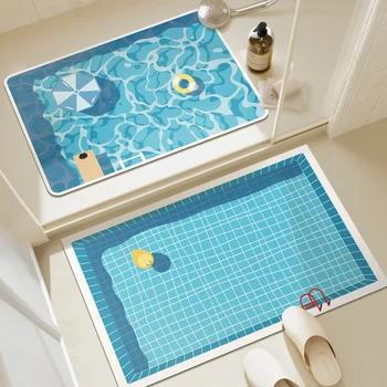 Gummi-Badezimmer-Anti-Rutsch-Bodenmatte, wasserabsorbierende und schnell trocknende Bodenmatte, Bodenmatte