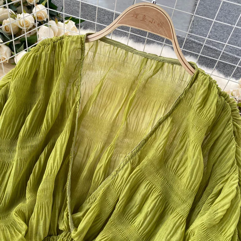 Frauen Sexy Chiffon Kurze Bluse Weibliche Durchsichtig Super – Bild 4