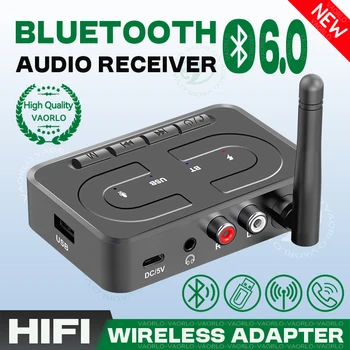 VAORLO Bluetooth 6.0 Audio-Empfänger mit 3,5-mm-AUX-, R/L-, RCA- und HD-Mikrofonanschlüssen