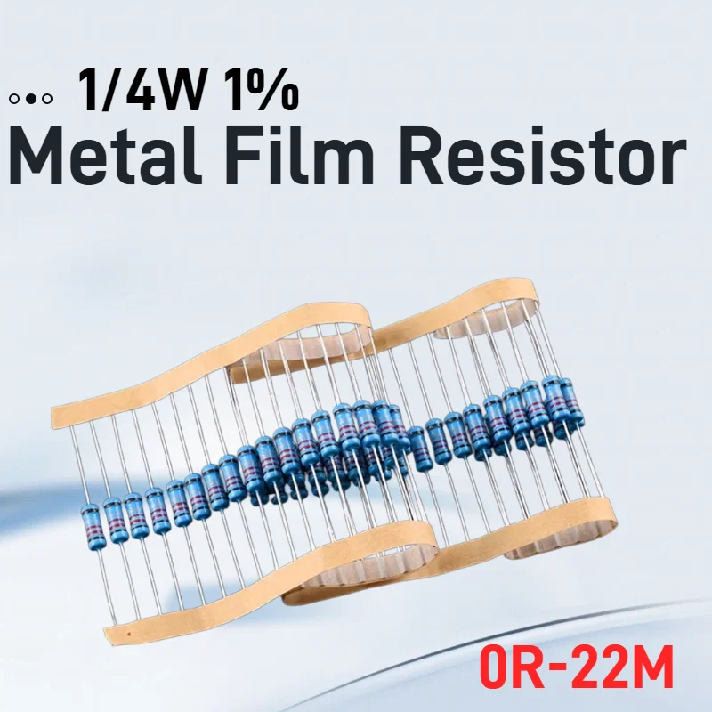 100 Stück 1/4W 1% Metallfilm-Widerstand-Set 0Ω-22M Ohm