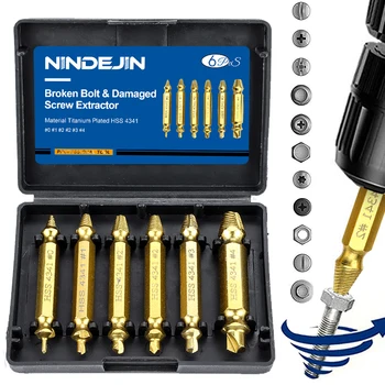 NINDEJIN 4/5/6 Stück beschädigter Schraubenausdreher, Bohrer, Ausdreher, Bohrer-Set, gebrochenes