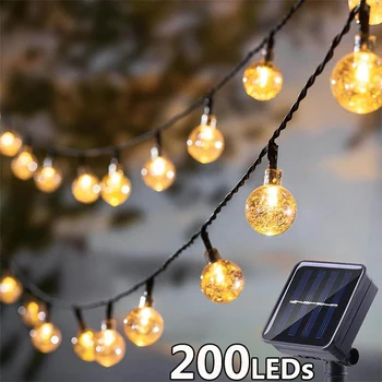 Solar-Lichterkette für den Außenbereich, Kristall-Lichterkette, Weihnachtsgirlande, 8 Modi, wasserdichte
