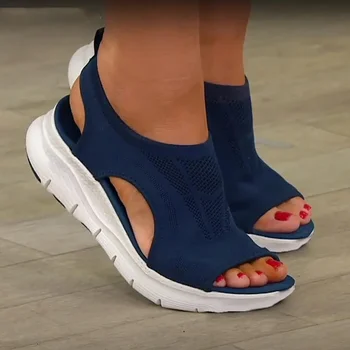 Frauen Sommer Schuhe 2025, Neue Mesh Fisch Plattform Sandalen frauen Offene spitze Keil Sandalen Damen Licht