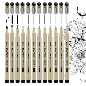 Lekreo Micron Fineliner-Stifte in 12 Größen - Archivstift mit schwarzer Tinte - Stifte zum Schreiben, Zeichnen
