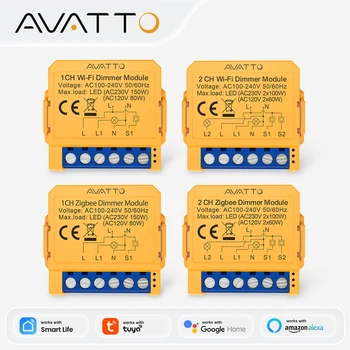 AVATTO WiFi/ZigBee 1/2 Gang Dimmer-Lichtschaltermodul, intelligentes Dimmer-Schaltermodul, APP-Fernbedienung