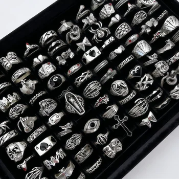 Vintage Punk Schädel Auge Ringe Set Für Frauen Männer Mix Stil hip Hop Finger Ring Schmuck Party Geschenk