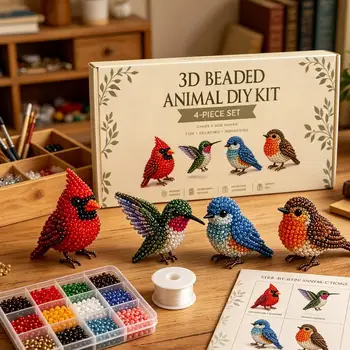 3D Perlen-Tier-Bastelset Handgefertigtes Perlenkunst-Set mit Anleitungen Kreatives Schmuck-Kunst-Bastelset