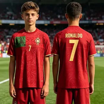 Ronaldo Portugal Trikot Fußball-Oberteil Herren T-Shirt Damen T-Shirt Jungen Oberteil Kinder Eltern-Kind-Set