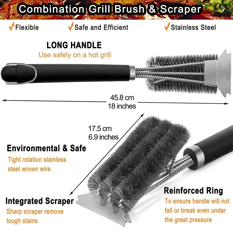 1/2PCS sichere Grillbürste und Schaber mit Deluxe-Griff – Bild 6