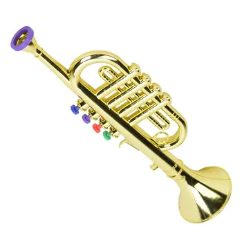 Kind Trompete Goldene Beschichtete Kunststoff Kinder Vorschule Musik Geschenk Blasinstrument Vorschule Musik
