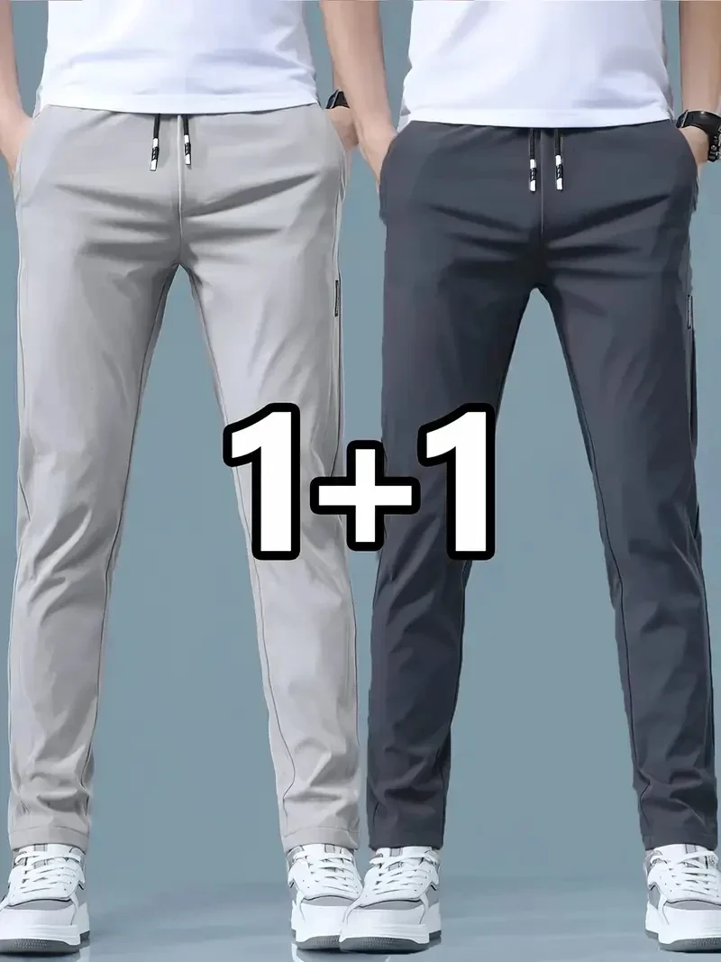 2-teilige Herren-Freizeithose aus Eisseide, Stretch, schmal – Bild 2