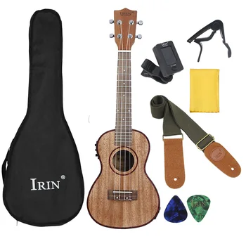 24-Zoll-Ukulele Professionelle 4-saitige Gitarre Sapele Elektrische Ukulele mit EQ Mini Guitarra mit Koffer