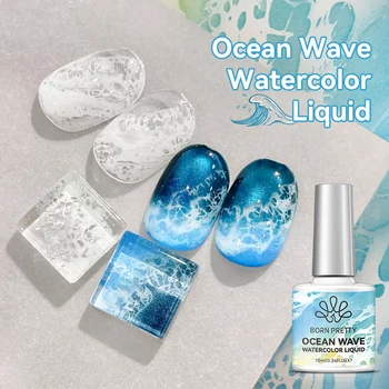 BORN PRETTY 10ml Ocean Wave Aquarell-Flüssiggelpolitur, weiße Aquarellfarbe, 3 Sekunden Auftragbarkeit