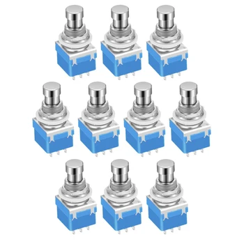 DaierTek 10PCS Gitarre Effekt Pedal 3PDT Fußschalter 9 Pin Latching Stomp Push Button Fuß Schalter True Bypass