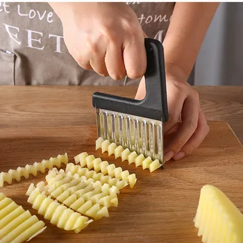 Edelstahl Kartoffel chip Slicer Teig Gemüse Obst Crinkle gewelltes Slicer Messer Kartoffel schneider Chopper