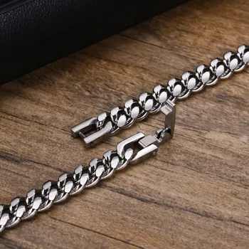 Vnox 6//12mm kubanische Ketten armbänder für Männer Frauen, massiver Edelstahl Bordstein kette Armband Schmuck