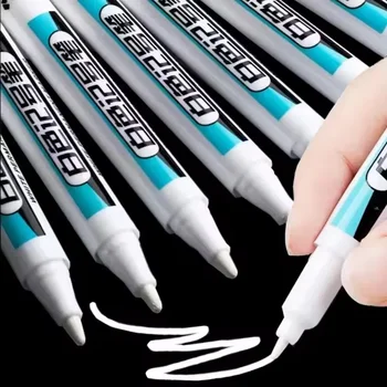 0,7/1,0/2,5 MM Weiß Permanent Marker Stifte Marker Farbe Stift Für Holz Kunststoff Leder Glas Stein metall