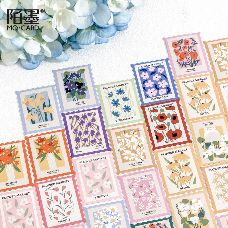 45-teiliges Blumen-Sticker-Set im Stempelstil für Tagebuch – Bild 2