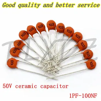 Keramikkondensator 50V 1pF ~ 100nF 0,1uF 104 102 10NF 103 15NF 153 472 222 332 2 3 4 5 6 7 8 9 10 (50 Stück)