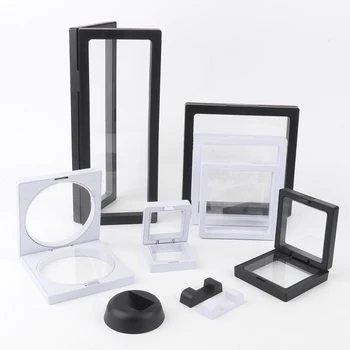 3D Floating Picture Frame Shadow Box Schmuck Display Stand Ring Anhänger Halter Schützen Schmuck Stein