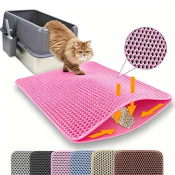 Katzenstreumatte, doppellagig, für Haustiere, rutschfest, für große Haustiere, Filtermatte, verschleißfest