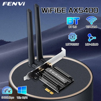 FENVI MT7922 5374Mbps WiFi 6E Adapter BT 5.3 Tri Band 2,4G/5G/6Ghz Wireless PCIE Adapter 802.11AX