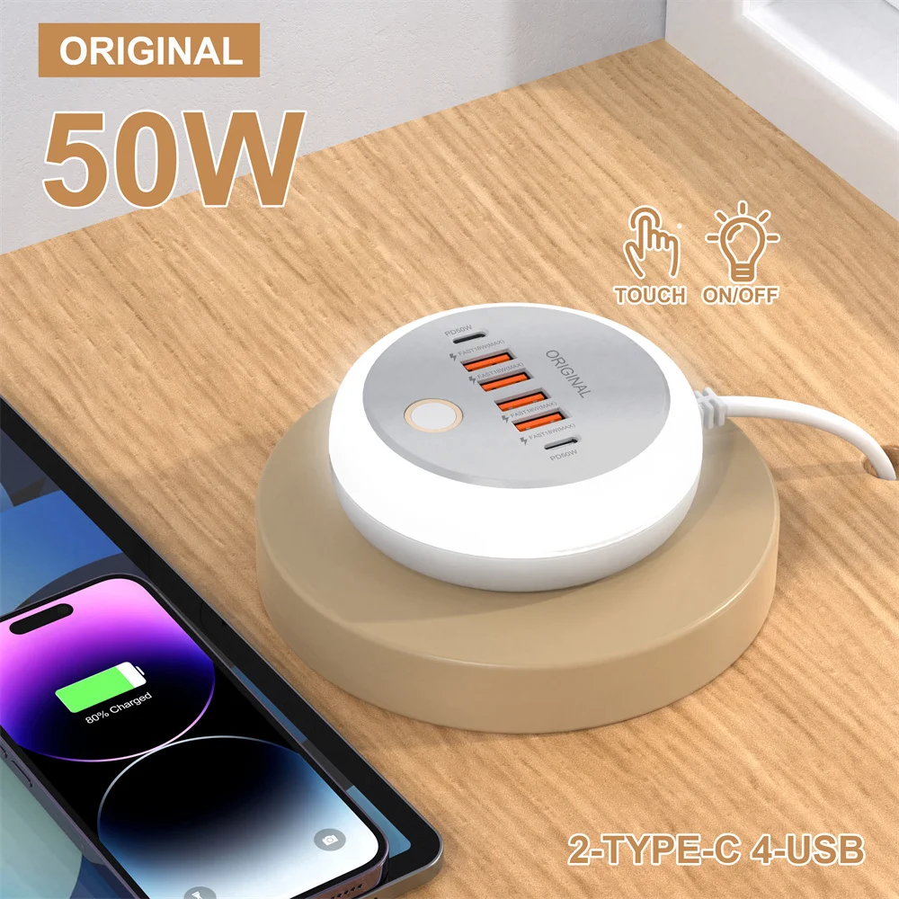 USB-Ladegerät 50 W mit mehreren Ports, Reise-Steckdosenleiste – Bild 5