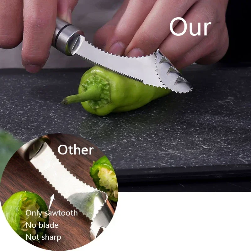 Edelstahl Corer Chili Corer Bitterer Kürbis Samenentferner – Bild 4