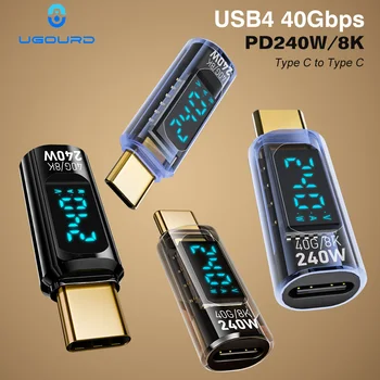 UGOURD 40Gbps USB4 Typ-C Adapter Digitales Display USB 4 80Gbps Thunderbolt 4/5/3 Kabelverbinder USB-C