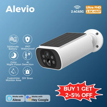 ALEVIO 2,5 K Outdoor Solar Kamera Drahtlose Cam WIFI Ultra Standby-Zeit PIR Motion Licht Farbe Nachtsicht AI