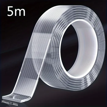 5 m ultrastarkes doppelseitiges Nano-Klebeband - transparent, abnehmbar und wasserdicht - robuster, extra