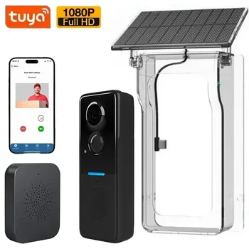 Tuya Outdoor Drahtlose Türklingel Solar Abdeckung 1080P Video Intercom 2-weg Audio Motion Erkennung Guckloch