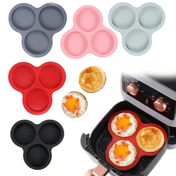 Silikon-Eiform, Luftfritteuse, Eierpfanne, wiederverwendbar, 3 Mulden, Muffin, Kuchen, Backform, Küche