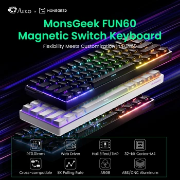 Akko MonsGeek FUN60 Mechanische Tastatur, Magnetschalter, 60 % Gaming-Tastaturen, Rapid Trigger, 0,01 mm, 8K