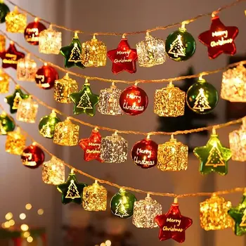 Weihnachts-LED-Lichterkette 1,5M 10LED 2AA Batteriebetrieben Warmweiß Stern Schneeflocke Weihnachtsbaum