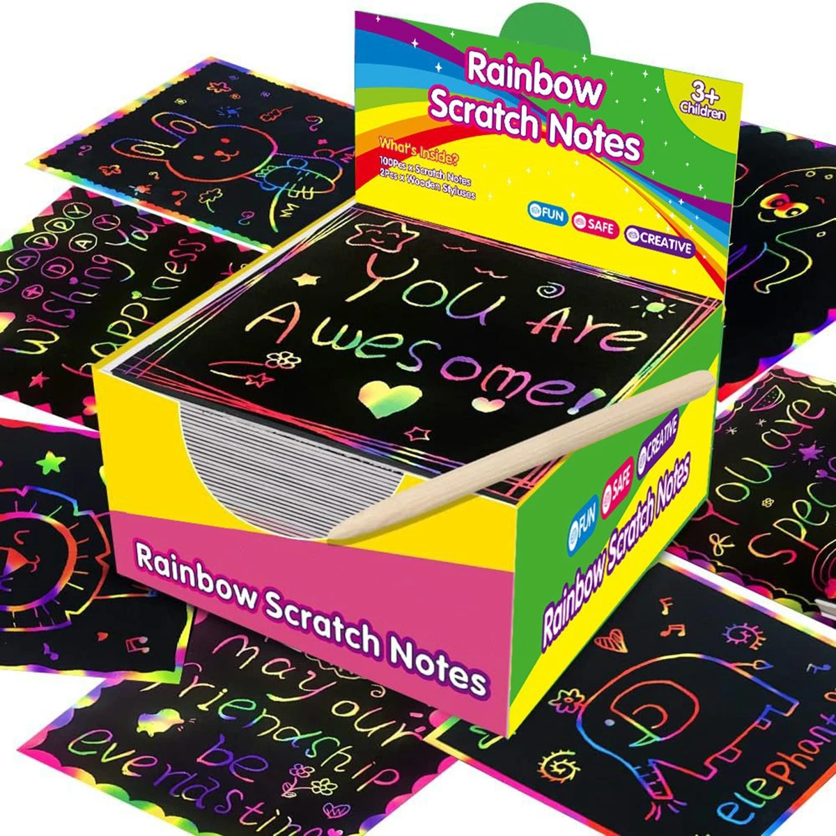 100 Stück Kratzpapier-Kunstset zum Rubbeln von